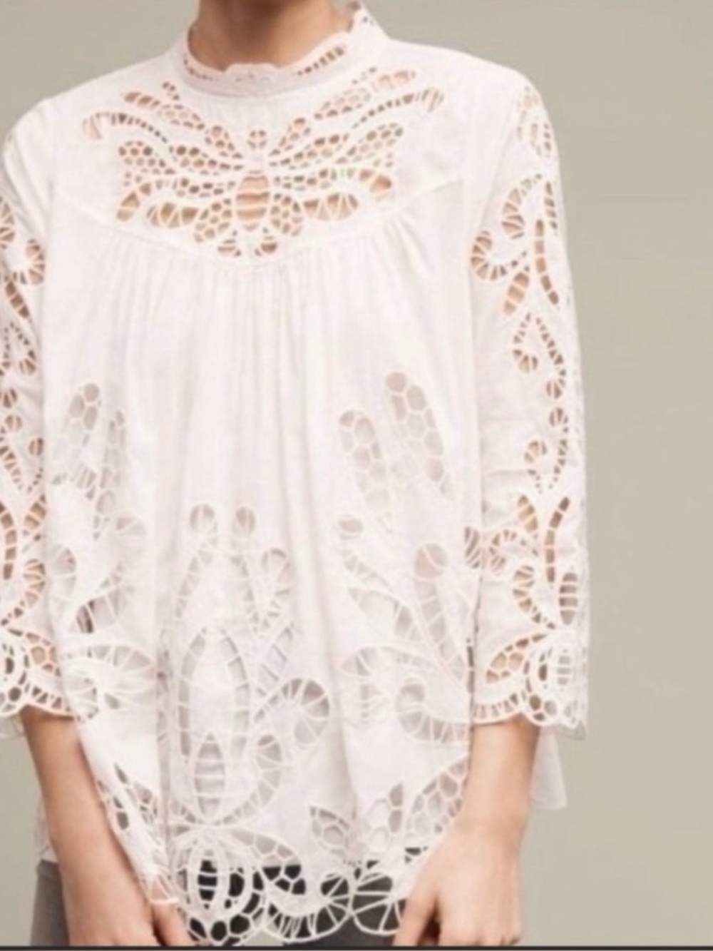 Anthropologie Harlyn White Lace Blouse size S boho